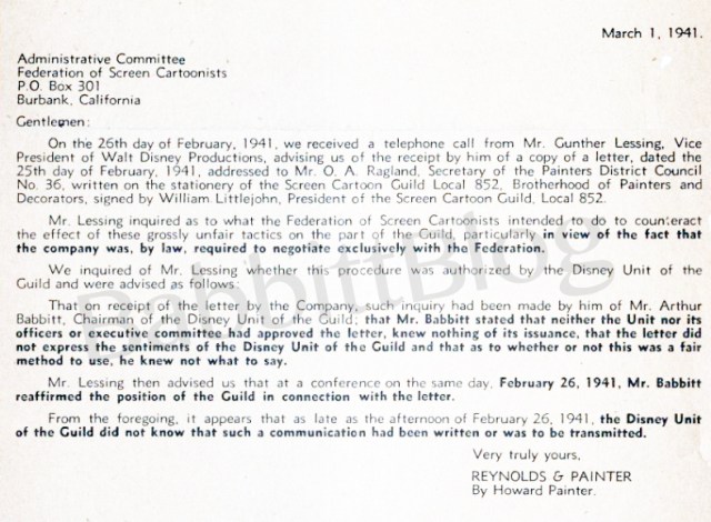 Mar 1 Letter from Painter Disney Federation